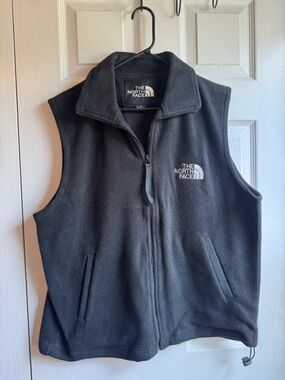 The North Face Black and White Logo Fleece Vest